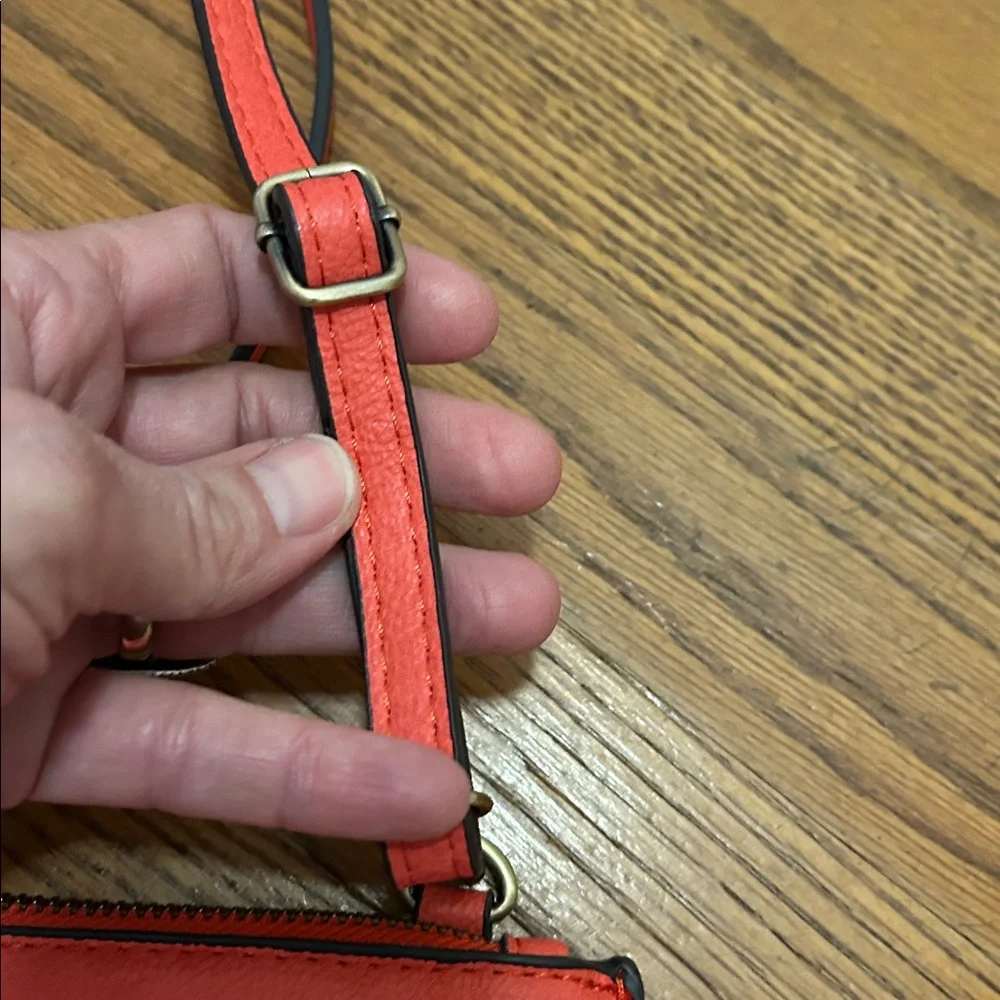 Joy Susan Purse Coral Vegan Leather Mini Crossbody/Clutch Travel Wristlet - Picture 8 of 9